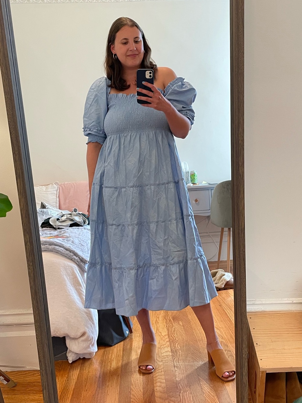 Hill House Nesli Smocked Nap Dress with sleeves (circa 2021)